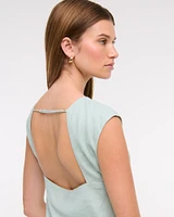 Linen-Blend Skimming Shell Top