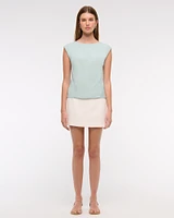 Linen-Blend Skimming Shell Top