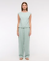 Linen-Blend Skimming Shell Top