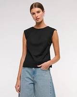 Linen-Blend Skimming Shell Top