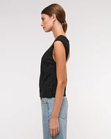 Linen-Blend Skimming Shell Top