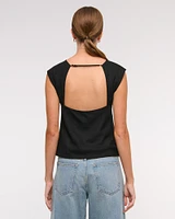 Linen-Blend Skimming Shell Top