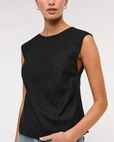 Linen-Blend Skimming Shell Top