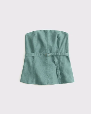 Premium Linen Strapless Tailored Top