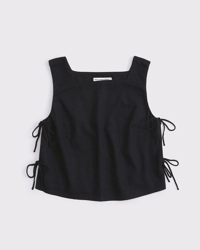Apron Linen-Blend Set Top