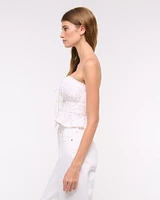 Strapless Eyelet Tie-Front Top