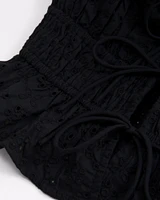 Strapless Eyelet Tie-Front Top