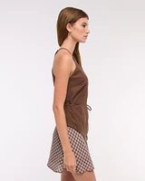 One-Shoulder Asymmetrical Linen-Blend Top