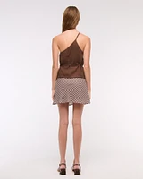 One-Shoulder Asymmetrical Linen-Blend Top