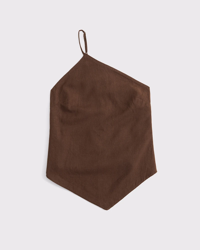 One-Shoulder Asymmetrical Linen-Blend Top