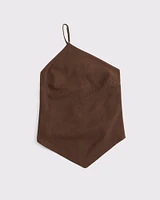 One-Shoulder Asymmetrical Linen-Blend Top