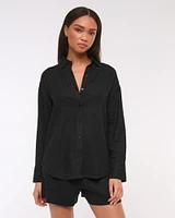 Oversized Linen-Blend Shirt