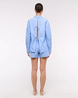Oversized Tie-Back Poplin Shirt