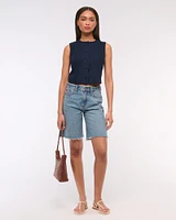 Cropped Linen-Blend Button-Through Vest
