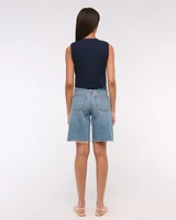 Cropped Linen-Blend Button-Through Vest