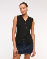 Asymmetrical Linen-Blend Vest