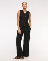 Asymmetrical Linen-Blend Vest