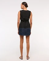 Asymmetrical Linen-Blend Vest