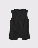 Asymmetrical Linen-Blend Vest
