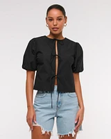 Short-Sleeve Tie-Front Top