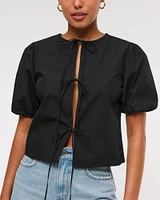 Short-Sleeve Tie-Front Top