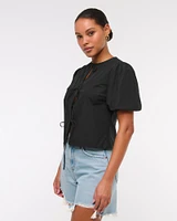 Short-Sleeve Tie-Front Top