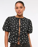 Short-Sleeve Tie-Front Top