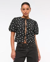 Short-Sleeve Tie-Front Top