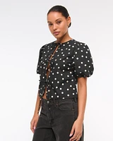 Short-Sleeve Tie-Front Top