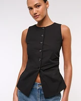 The A&F Mara Ruched Button-Through Vest