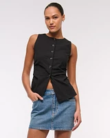 The A&F Mara Ruched Button-Through Vest