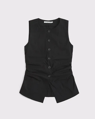 The A&F Mara Ruched Button-Through Vest