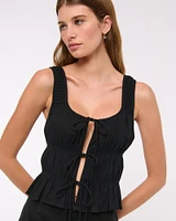 Ruched Tie-Front Top