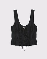 Ruched Tie-Front Top