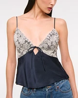 Lace and Satin V-Neck Cami