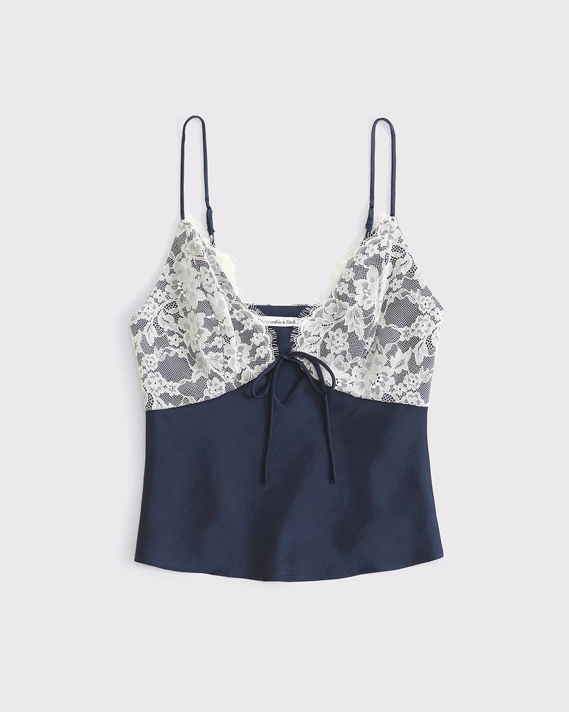 Lace and Satin V-Neck Cami