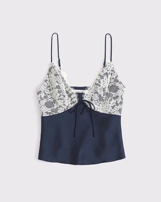 Lace and Satin V-Neck Cami