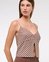Linen-Blend Flyaway Top
