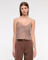 Linen-Blend Flyaway Top