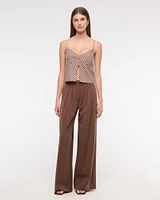 Linen-Blend Flyaway Top