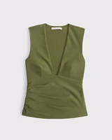 Bra-Free Plunge Ruched Top
