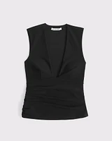 Bra-Free Plunge Ruched Top