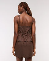 Lace-Trim Tie-Front Peplum Top