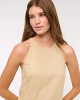 Linen-Blend Open-Back Set Top