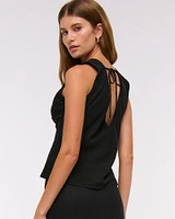Linen-Blend Tie-Back Set Top
