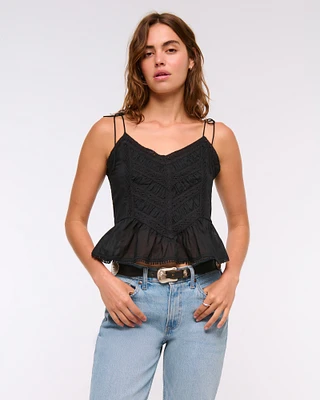 Lace-Trim Tie-Strap Cami