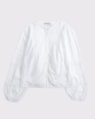 Long-Sleeve Lace-Trim Top