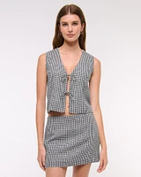 Tie-Front Linen-Blend Vest