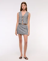 Tie-Front Linen-Blend Vest