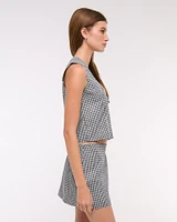 Tie-Front Linen-Blend Vest